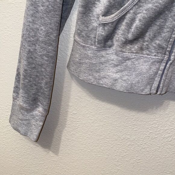 Early 2000’s Velour Hoodie full zip gray Size Small - Picture 3 of 5